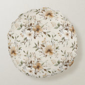 Chic Cream Butterflies Rond Kussen (Achterkant)