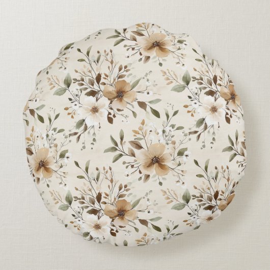 Chic Cream Butterflies Rond Kussen (Achterkant)