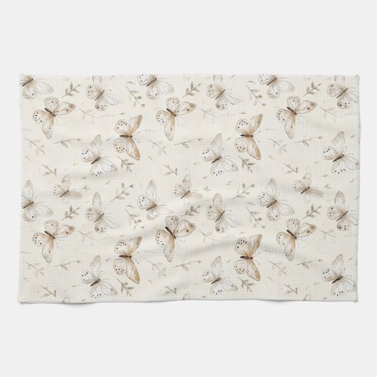 Chic Cream Butterflies Theedoek (Horizontaal)