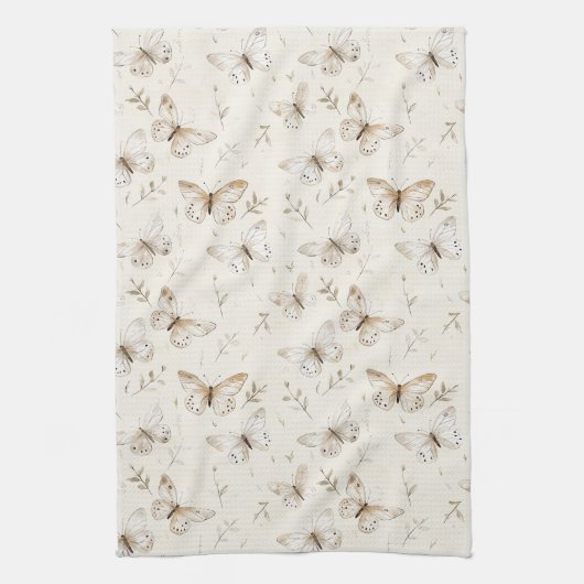 Chic Cream Butterflies Theedoek (Verticaal)