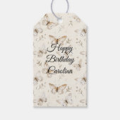 Chic Cream Butterflies Verjaardag Cadeaulabel (Voorkant)
