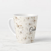Chic Cream Butterflies Verjaardag Latte Mok (Linkerhoek)