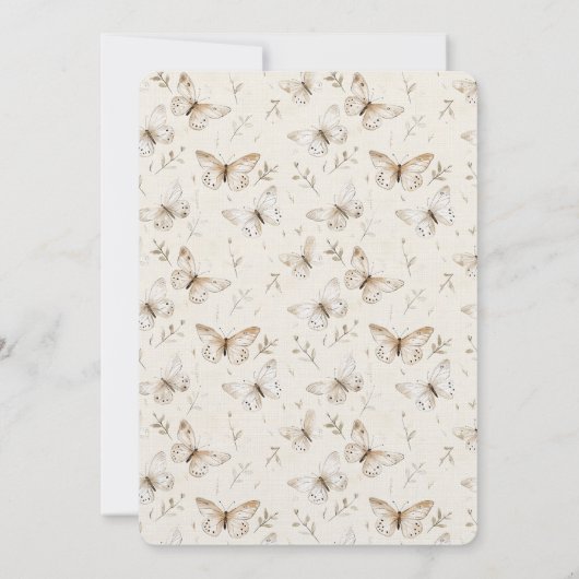 Chic Cream Butterflies Wedding Kaart (Achterkant)