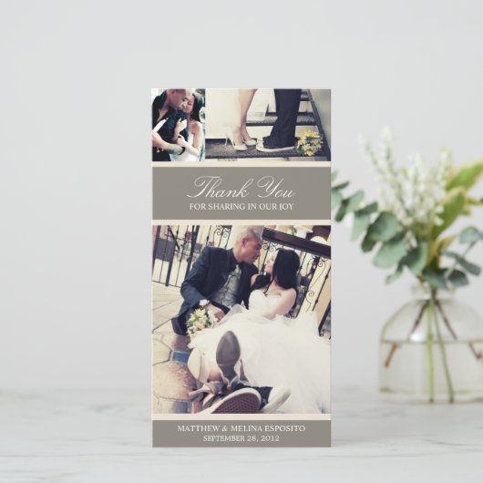 CHIC CREAM DANKBAARHEID | BRUILOFT BEDANKT KAART (Staand voorkant)