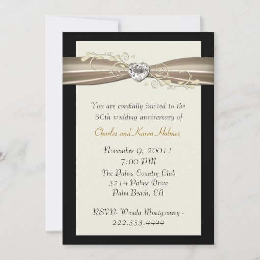 Chic Cream en Black Jubileum Invitation Kaart (Voorkant)