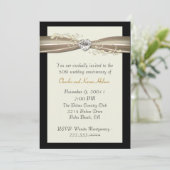 Chic Cream en Black Jubileum Invitation Kaart (Staand voorkant)