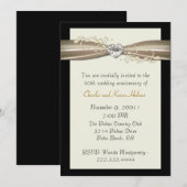 Chic Cream en Black Jubileum Invitation Kaart (Voorkant / Achterkant)