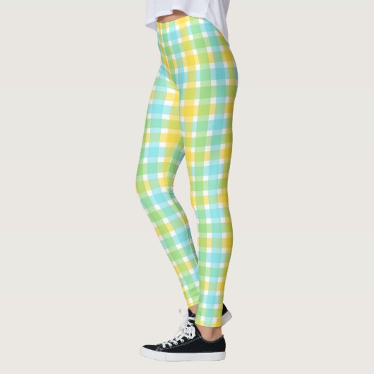Chic Cream en Green Check Pattern Leggings (Links)