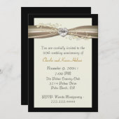 Chic Cream en Zwarte Uitnodiging voor Trouwjubileu (Voorkant / Achterkant)