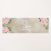 Chic Cream Floral - Aangepaste monogram Yogamat (Voorkant (horizontaal))