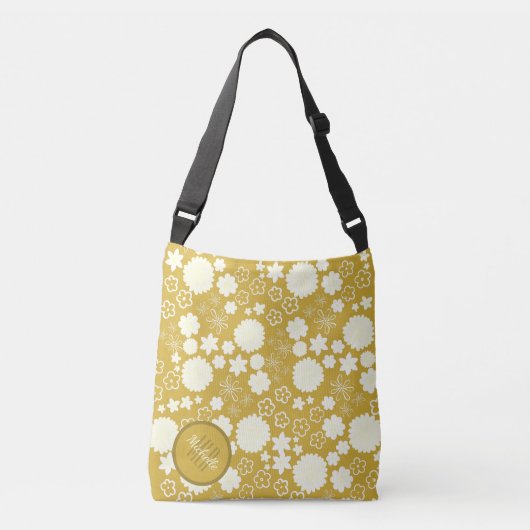 CHIC CREAM FLOWER GOLD  FLORAAL MONOGRAM CROSSBODY TAS (Voorkant)
