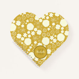 CHIC CREAM FLOWER GOLD  FLORAL MONOGRAM NAME NOTITIEBOEK