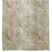 Chic cream gouden bloemen douchegordijn (Voorkant)