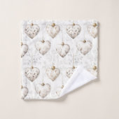 Chic Cream Grey Hearts Ornaments   Bad Handdoek (Wasdoekje)