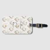 Chic Cream Grey Hearts Ornaments   Bagagelabel (Voorkant (horizontaal))