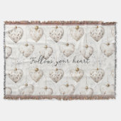 Chic Cream Grey Hearts Ornaments   Deken (Voorkant)