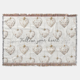 Chic Cream Grey Hearts Ornaments   Deken