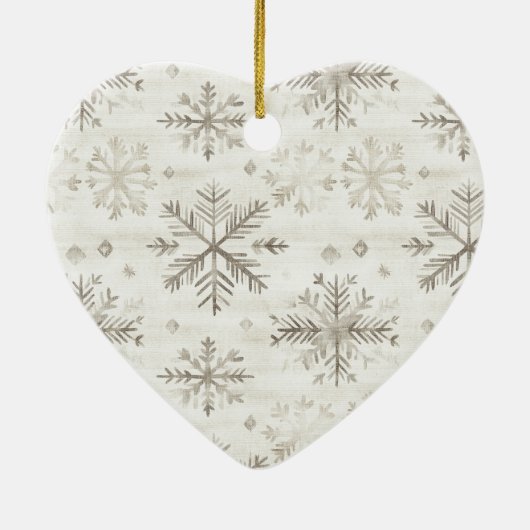 Chic Cream Grey Hearts Ornaments   Keramisch Ornament (Achterkant)