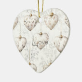 Chic Cream Grey Hearts Ornaments   Keramisch Ornament (Links)