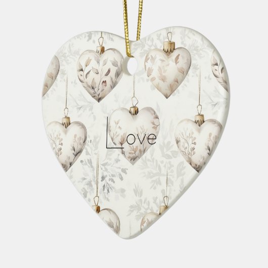 Chic Cream Grey Hearts Ornaments   Keramisch Ornament (Links)
