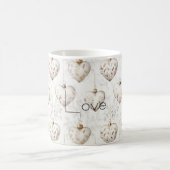 Chic Cream Grey Hearts Ornaments   Koffiemok (Center)