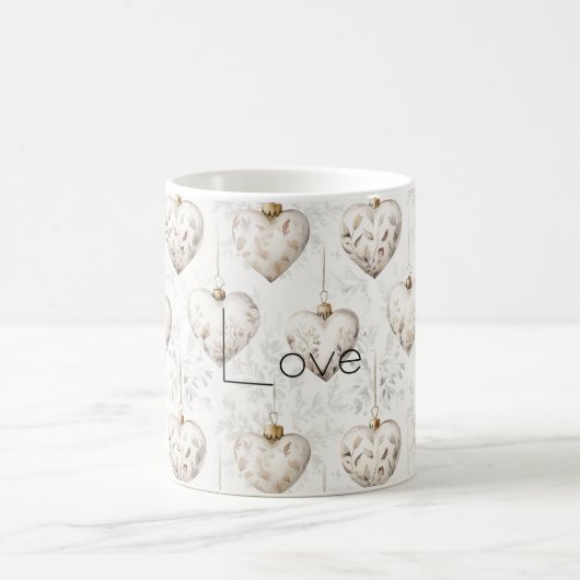 Chic Cream Grey Hearts Ornaments Koffiemok (Center)
