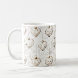 Chic Cream Grey Hearts Ornaments   Koffiemok