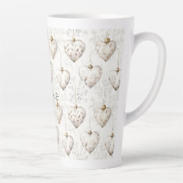 Chic Cream Grey Hearts Ornaments   Latte Mok