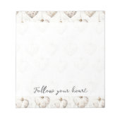 Chic Cream Grey Hearts Ornaments   Notitieblok (Voorkant)