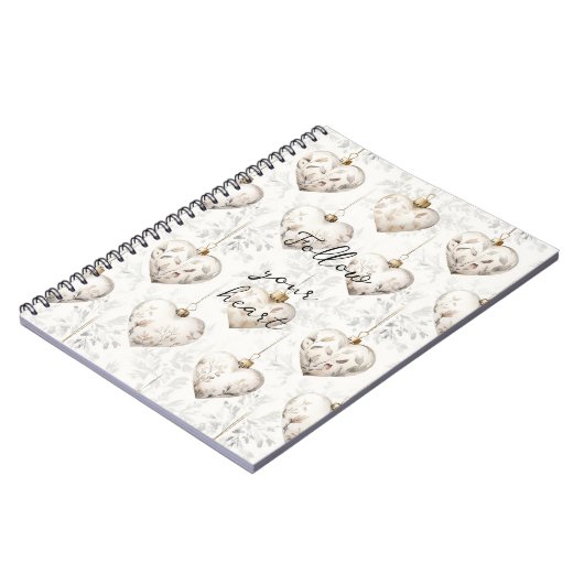 Chic Cream Grey Hearts Ornaments Notitieboek (Linkerzijde)