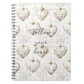 Chic Cream Grey Hearts Ornaments Notitieboek (Voorkant)