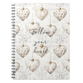 Chic Cream Grey Hearts Ornaments   Notitieboek