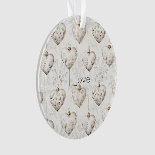 Chic Cream Grey Hearts Ornaments   Ornament (voorkant)