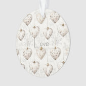 Chic Cream Grey Hearts Ornaments   Ornament (voorkant)