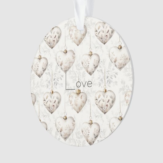 Chic Cream Grey Hearts Ornaments   Ornament (voorkant)