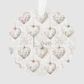 Chic Cream Grey Hearts Ornaments Ornament (voorkant)