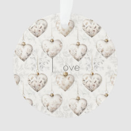 Chic Cream Grey Hearts Ornaments   Ornament