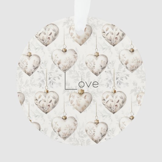 Chic Cream Grey Hearts Ornaments Ornament (voorkant)