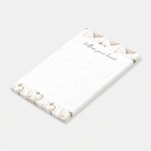 Chic Cream Grey Hearts Ornaments   Post-it® Notes (Schuin)