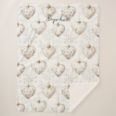Chic Cream Grey Hearts Ornaments Sherpa Deken (Voorkant)