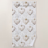 Chic Cream Grey Hearts Ornaments Strandlaken (Voorkant)