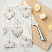 Chic Cream Grey Hearts Ornaments   Theedoek (Quarter Fold)