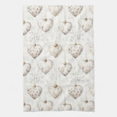 Chic Cream Grey Hearts Ornaments   Theedoek (Verticaal)