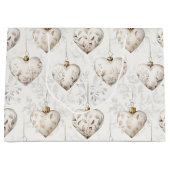 Chic Cream Grey Hearts Ornaments Wedding Groot Cadeauzakje (Voorkant)