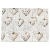 Chic Cream Grey Hearts Ornaments Wedding Groot Cadeauzakje (Achterkant)