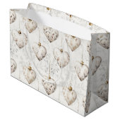 Chic Cream Grey Hearts Ornaments Wedding Groot Cadeauzakje (Achterkant Gekanteld)