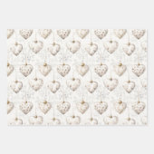Chic Cream Grey Hearts Ornaments Wedding Inpakpapier Vel (Voorkant)