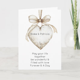 Chic Cream Grey Hearts Ornaments Wedding Kaart