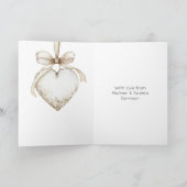 Chic Cream Grey Hearts Ornaments Wedding Kaart (Binnen)