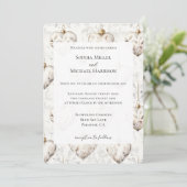 Chic Cream Grey Hearts Ornaments Wedding Kaart (Staand voorkant)